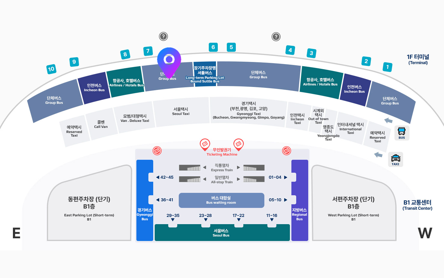 인천국제공항 T2 승차장 도면