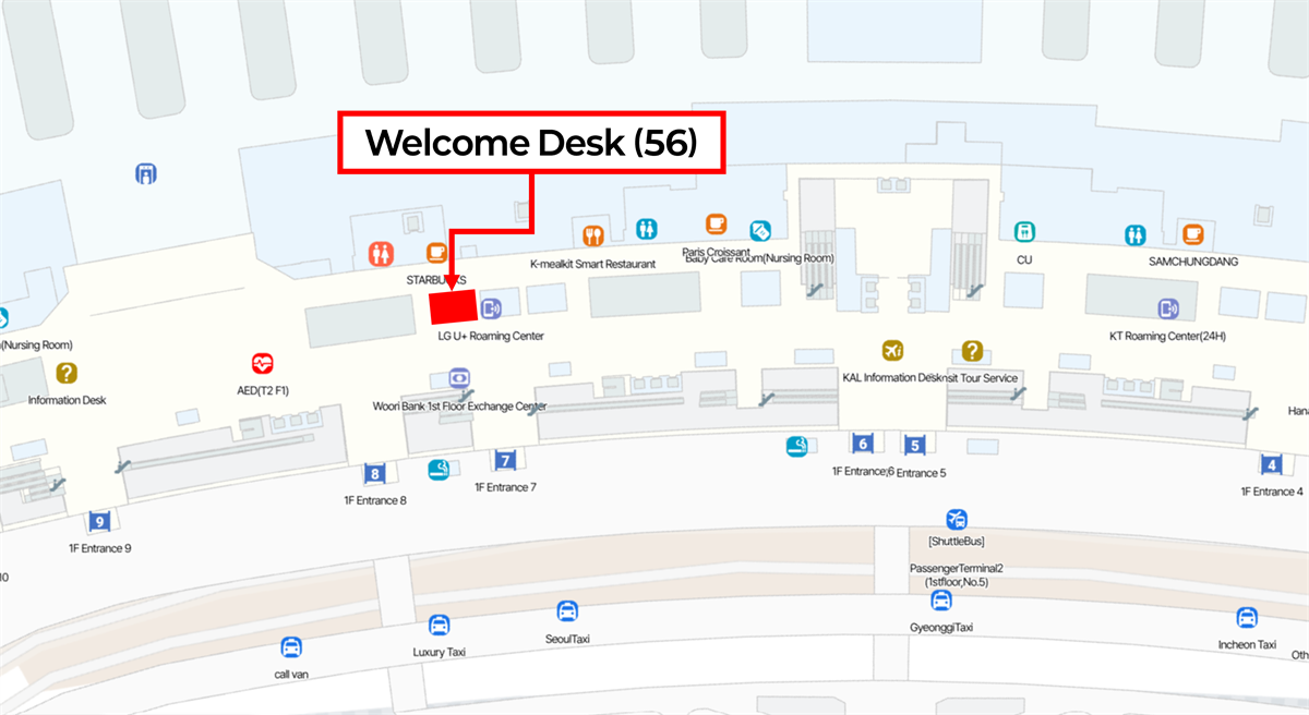 Incheon T2 welcome desk map