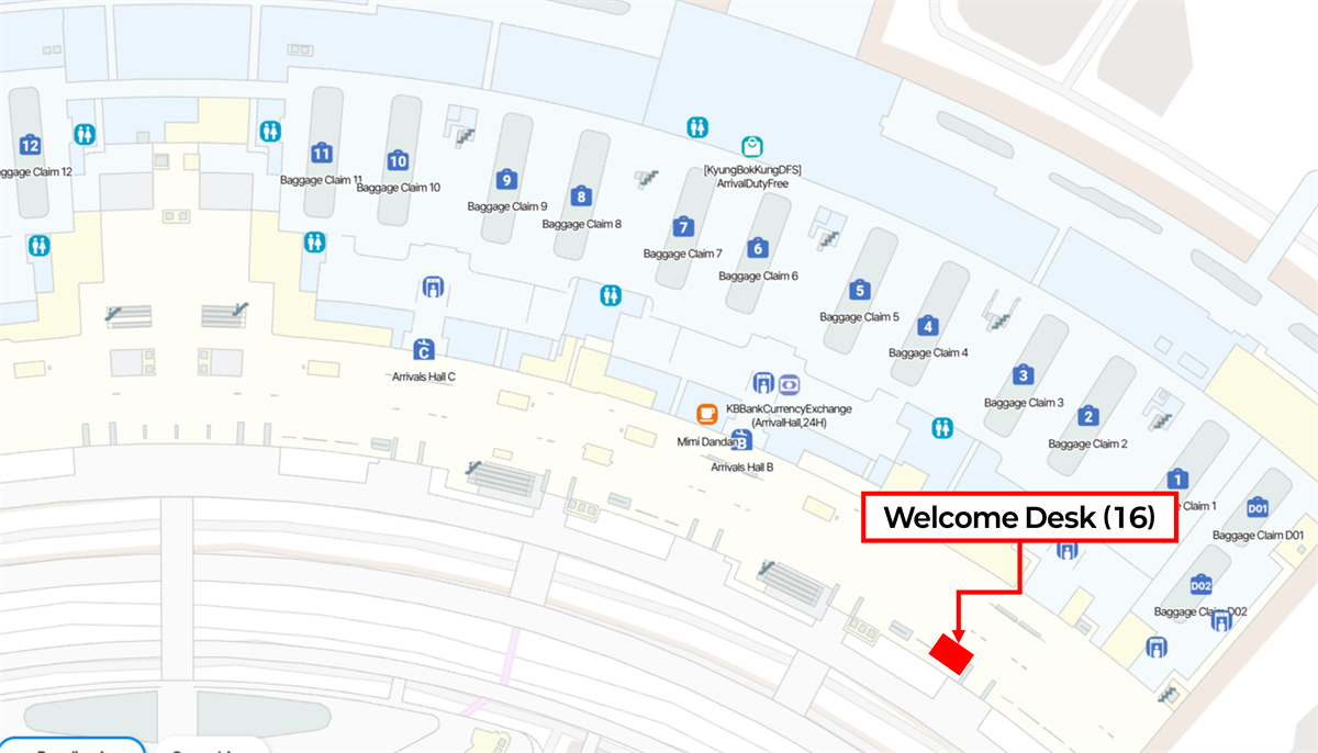 Incheon T1 welcome desk map